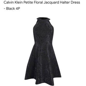 Calvin Klein Petite Floral Jacquard halter dress